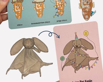 Digitize your stuffed animal with details on a card