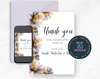 Wildflower Thank You Card Printable Instant Download Editable Baby In Bloom Card Editable Template Canva