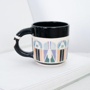 Ceramic Coffee Mug with Handle, Porcelain, Handmade, Multicolored, Coffee, Tea, Handcrafted, Gothic Window Inspired, Tumbler, Cup, Drinkware