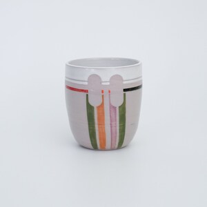 12 oz Pink Porcelain Tumbler, Handmade, Multicolored, Gift, Coffee, Tea, Handcrafted, Vintage and Mid-century Inspired