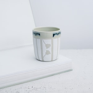 12 oz Blue and White Ceramic Mug, Porcelain, Handmade, Multicolored, Gift, Coffee, Tea, Handcrafted, Mid-century Inspired, Tumbler, Cup