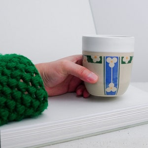 16 oz. White Ceramic Tumbler, Porcelain, Handmade, Multicolored, Gift, Coffee Lovers, Tea Cup, Handcrafted, Vintage and Mid-century Inspired