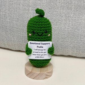 Emotional Support Pickle Handmade Crochet Pickle-positive Potato/pickle-big  Fan Pickle-you Are a Big Deal Caring Gift-long Distance Gift 