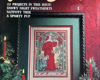 Vintage Cross Stitch Magazine (November 1991) Vintage patterns Santa, Christmas Angel.