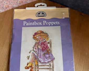 Vintage  Counted Cross Stitch Kit  DMC Paintbox Poppets K3274