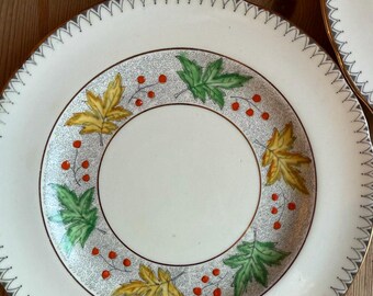 Vintage Delphine China Porcelain  Plates with Leaves and Berries.