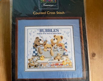Vintage Cross Stitch  Kit  Handmade Treasures Bathtime Bubbles HMT0021