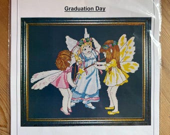 Vintage  Counted Cross Stitch Chart .Fantasy. Graduation Day.  Fairies.Elves.