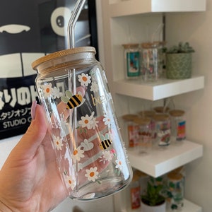 Glass Cup "Bee happy"