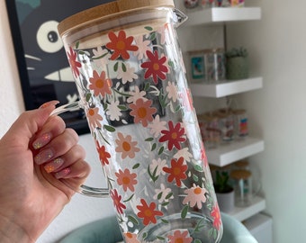 Glass Jug "Flowers" 1,25l