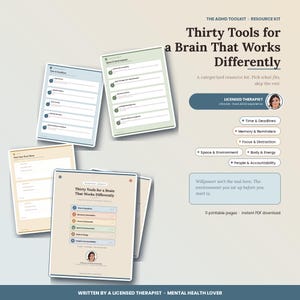 ADHD Coping Tools Workbook, 30 Practical Strategies for Executive Dysfunction, Printable PDF, Instant Download