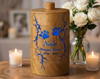 Personalized Mango Wood Pet Cremation Urn, Custom Engraved Dog Memorial Box, Cat Ashes Keepsake
