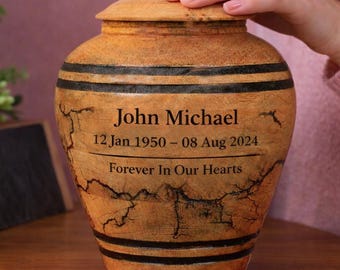Mango Wood Cremation Urn: Natural Lightning Pattern, Personalized
