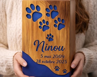Personalisierte Sheesham Holz Haustier-Urne | Personalisierte Hundegravur-Gedenkbox