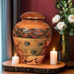 Handmade Wooden Urn for Pet Ashes | Pet Loss Cremation Urn | Custom Name Engraved Memorial Box | Dog Cat Keepsake handmade carving