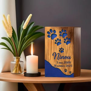 Personalized Wooden Pet Urn | Paw Prints, Custom Engraving