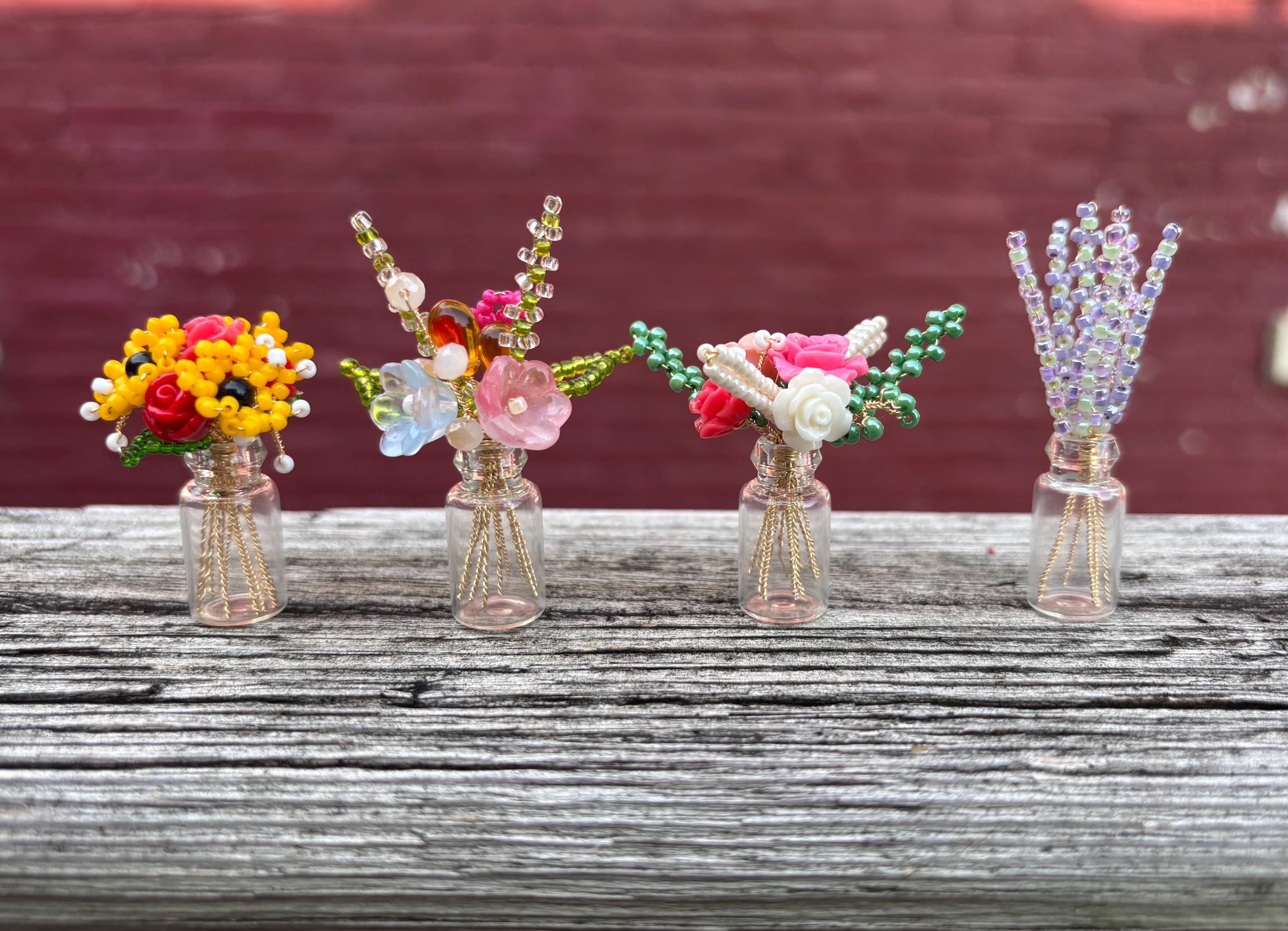 Miniature Beaded Flower Bouquets