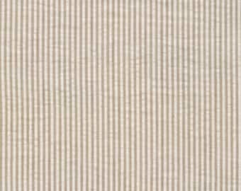 Khaki Seersucker Stripe fabric, Robert Kaufman, 1/2 yard increments