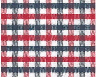 Red and Navy Check Fabric. 1/4″ check Fabric , Fabric Finders, 1/2 yard increments