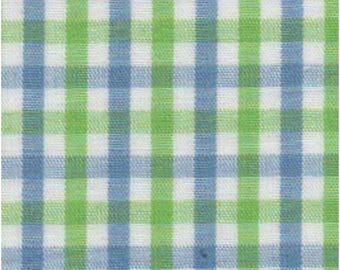 Blue and Green Check Fabric, Fabric Finders, 1/2 yard increments