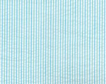 Mintgrönt/blått och grönt Seersucker Randigt tyg, Robert Kaufman, intervall på 1/2 yard