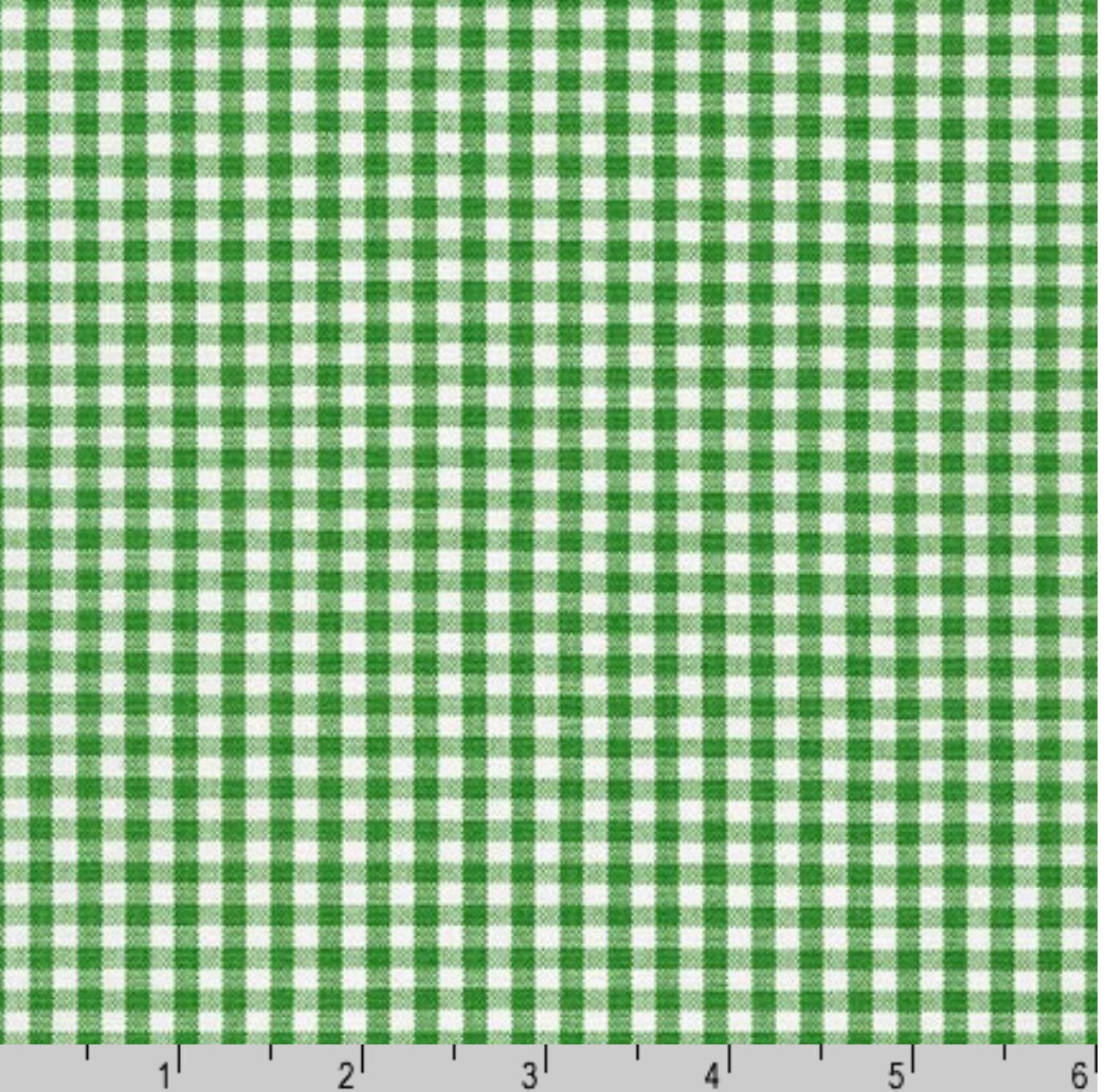 Kelly Green 1/8” Gingham fabric, Robert Kaufman CAROLINA GINGHAM, 1/2 yard increments