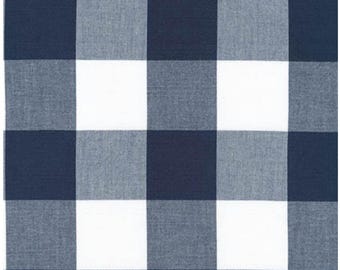 2” Navy and white plaid fabric, Robert Kaufman CAROLINA GINGHAM, 1/2 yard increments