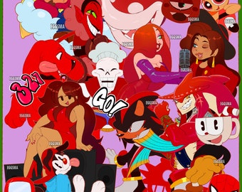 COLLAGE STICKERS : R E D