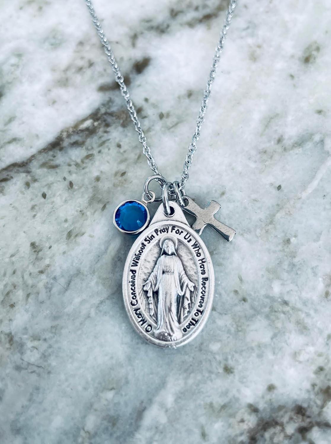 Ciondolo Medaglia Vergine Maria – Argento 925 – Ovale 22x46mm – Regalo Religioso First Comunione