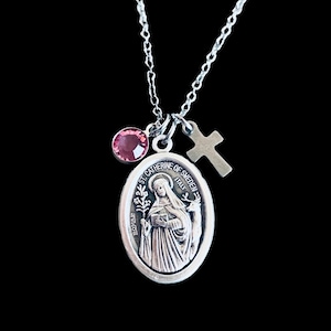 Saint Catherine of Sweden Medal Necklace Patron Saint of anti-abortion movements and miscarriages Catholic Gift for Her Protection Jewelry