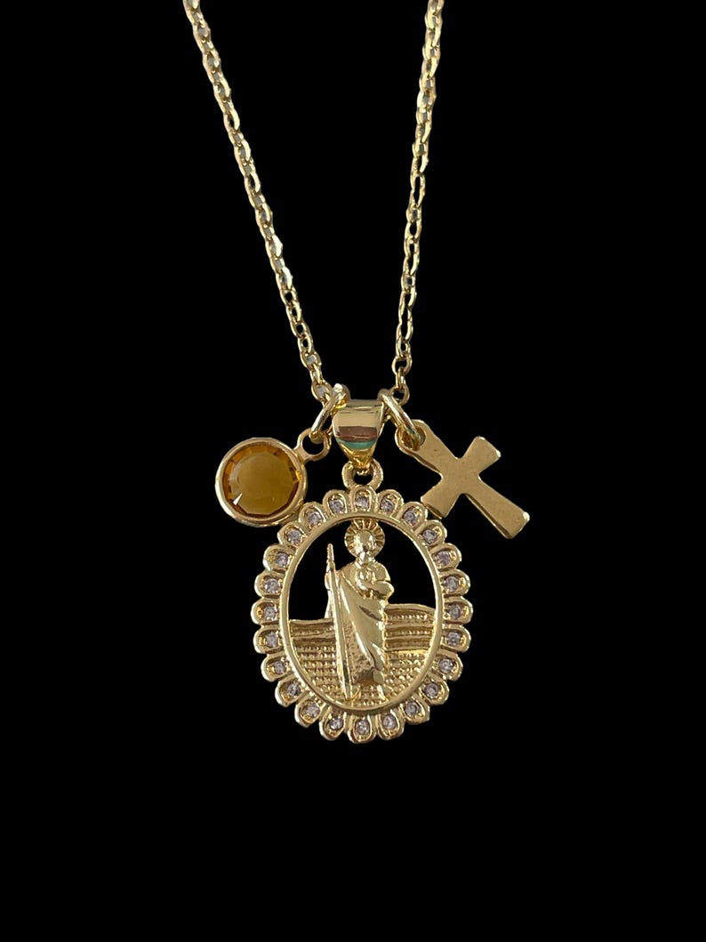 18K Gold Filled Saint Jude Necklace: Catholic Patron Saint Medal With ...