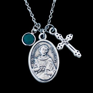 Saint Thomas Aquinas Medal Necklace Thomas Aquinas Necklace Confirmation Gift for Boys Catholic Gift for Men Women Children