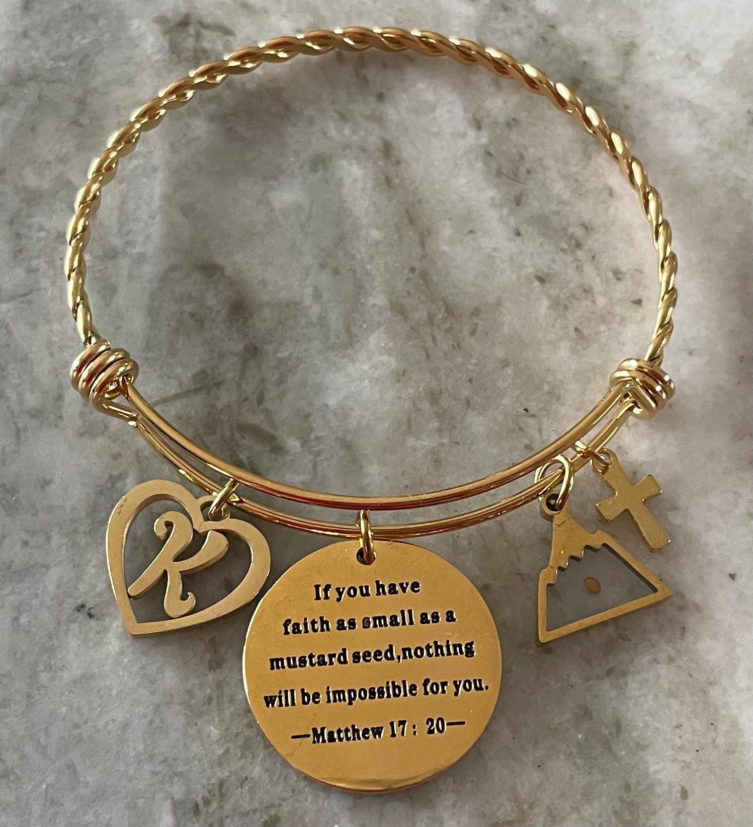 Braccialetto con semi di senape, idea regalo cristiana