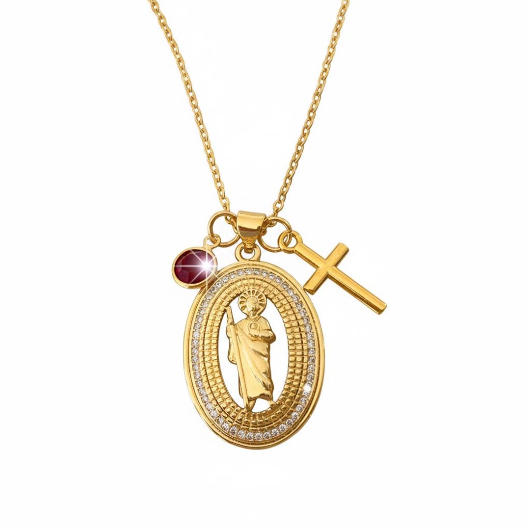 14k Gold Filled Saint Jude Necklace, Religious Protection Jewelry ...