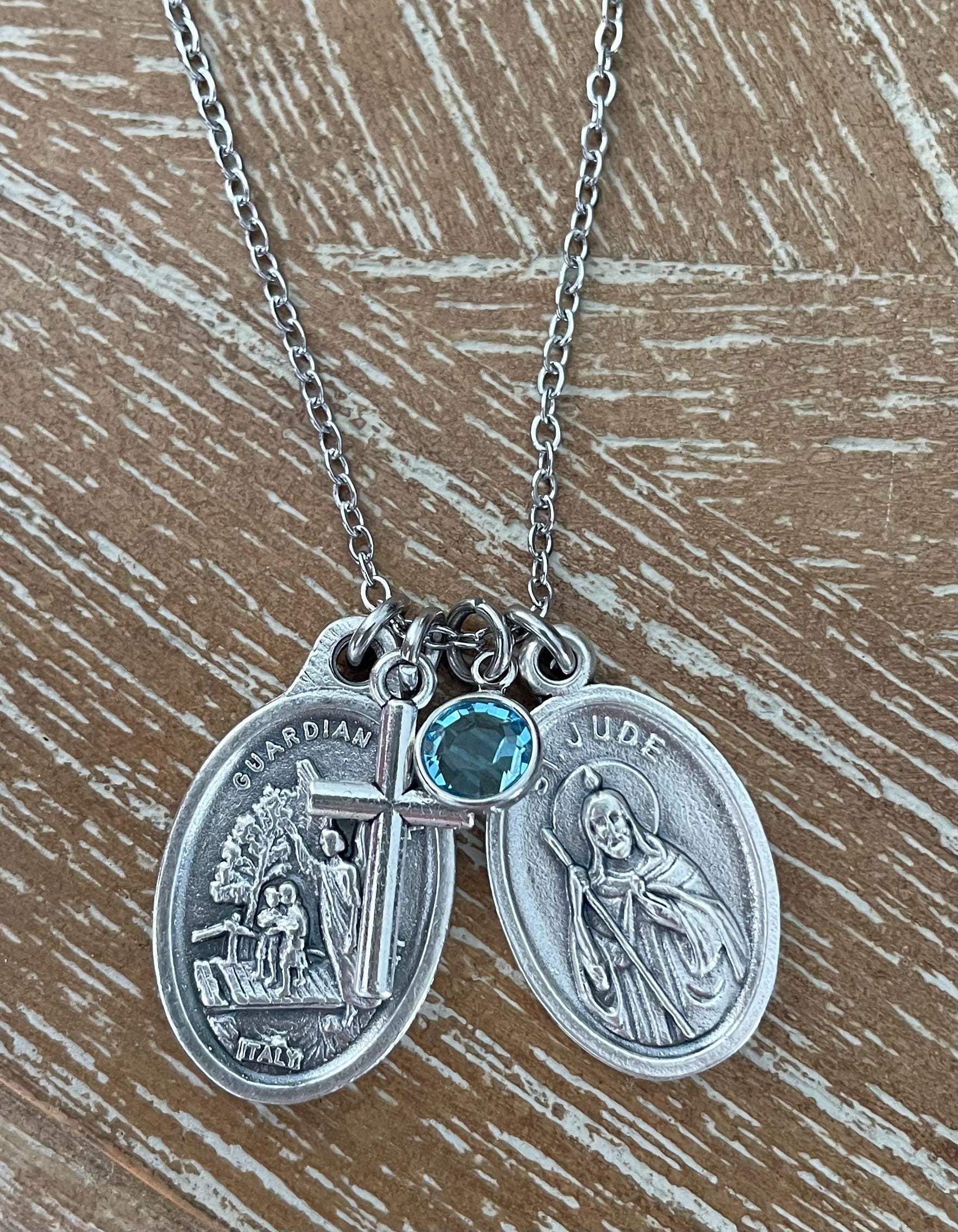 Saint Michael and Saint Jude Necklace • Oxidized Silver Catholic Medals ...