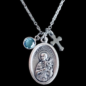 Saint Maria Goretti Medal Necklace Custom Necklace St Maria Patron of the Young Women Catholic Gift for Confirmation