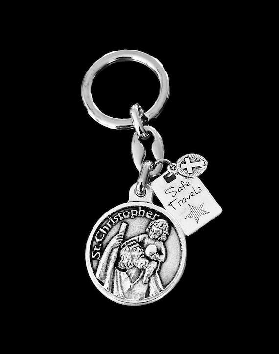 Saint Christopher Key Chain: Sterling Silver Plated Travelers