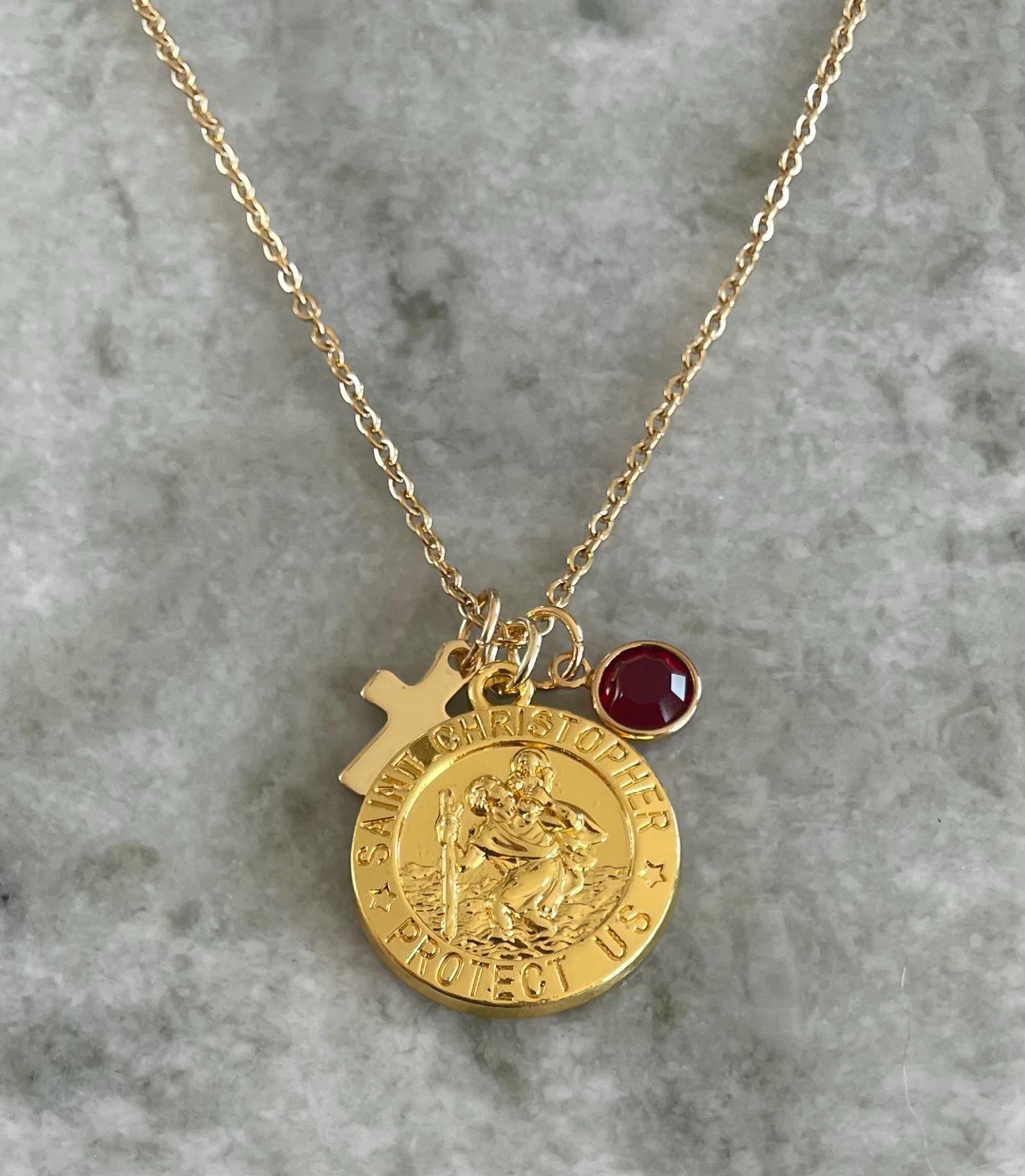 Collana San Cristoforo In Acciaio Inossidabile Argento - Patrono Dei Viaggiatori, Regalo Cristiano Per Protezione E Fortuna