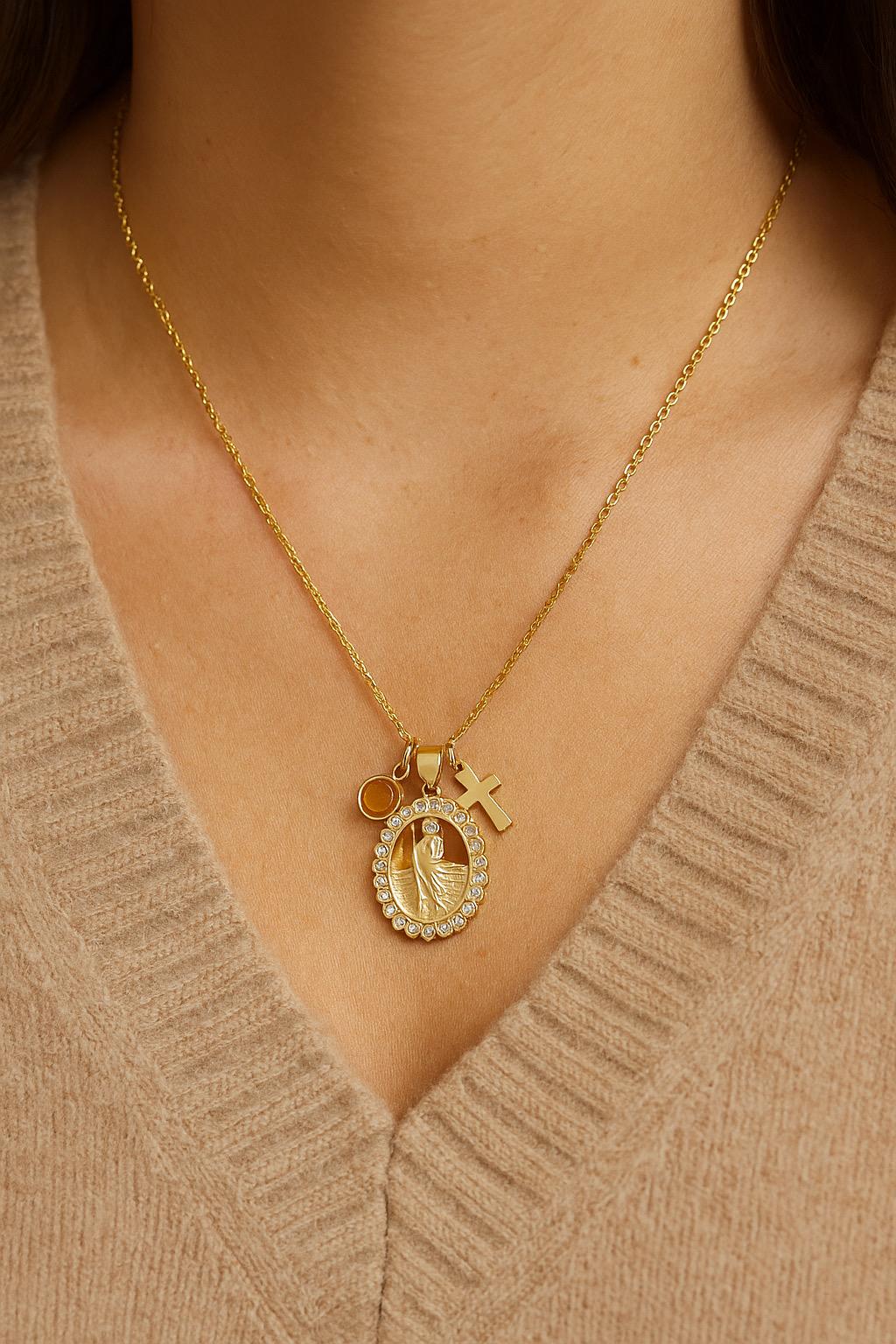 18K Gold Filled Saint Jude Necklace: Catholic Patron Saint Medal With ...