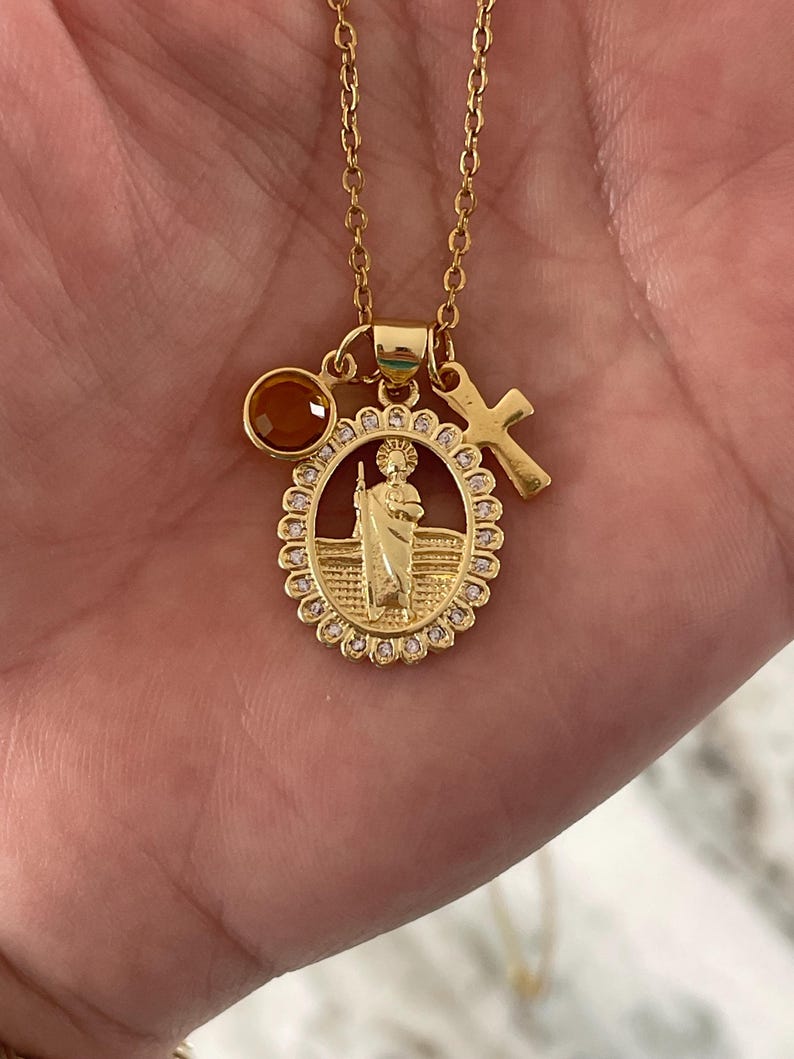 18K Gold Filled Saint Jude Necklace: Catholic Patron Saint Medal With ...