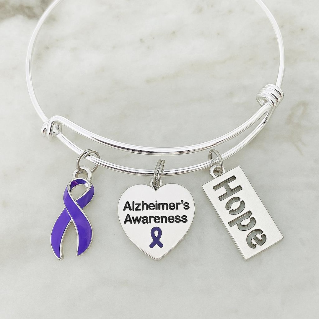 Alzheimer’s Awareness Bracelet • Purple Ribbon • Hope Charm Bracelet ...