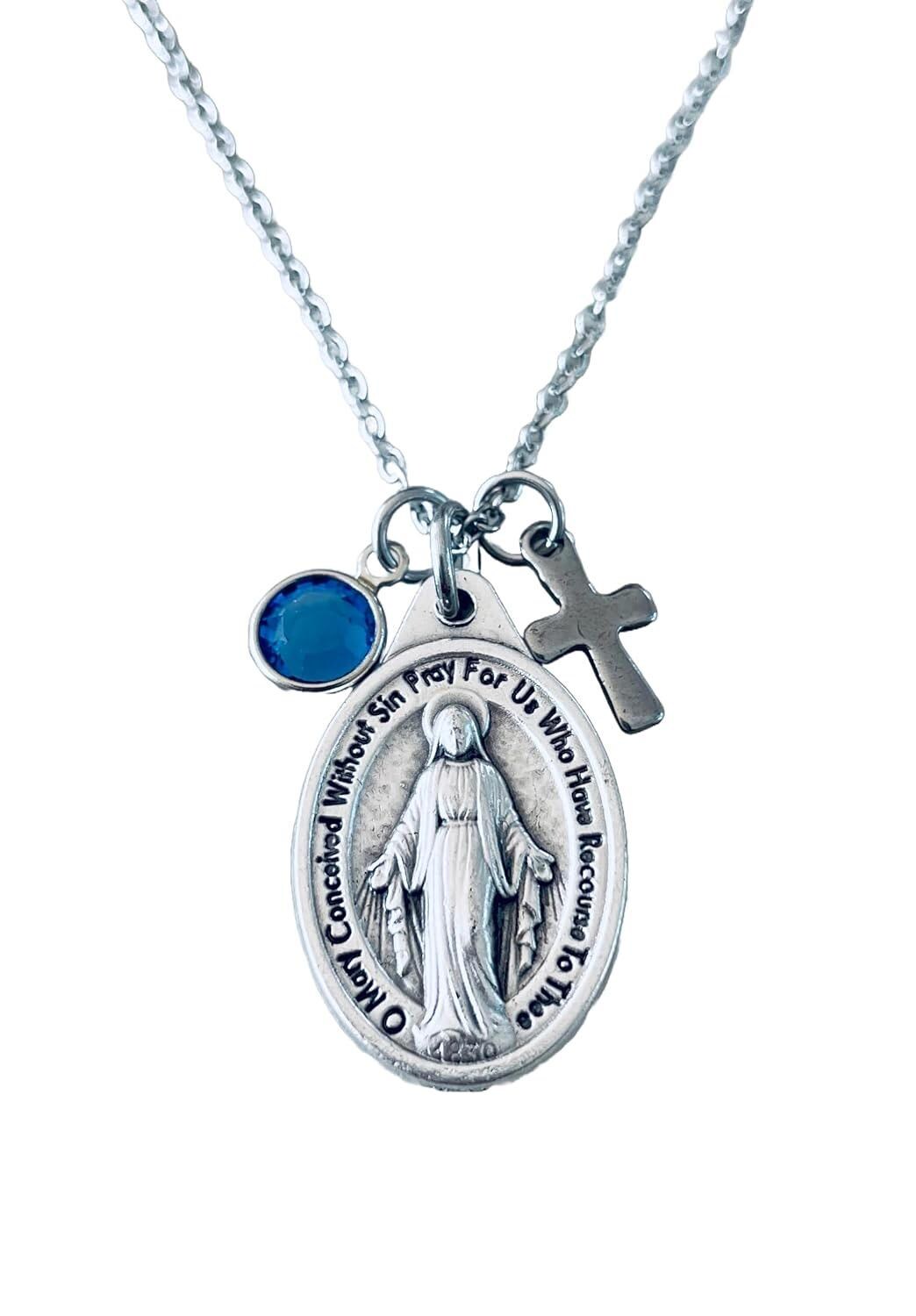 Medaglia d'argento della Vergine orante 16 mm - Medaglie d'argento e croci
