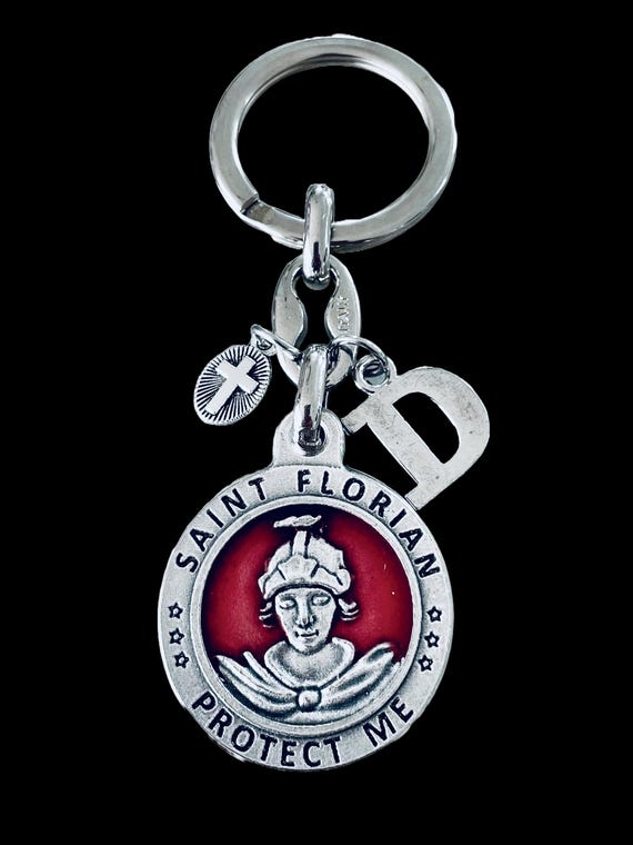 thumbnail image 2 of Firefighter's Visor Clip With St. Florian Red Enameled Medal – Car Accessory 2 of 5