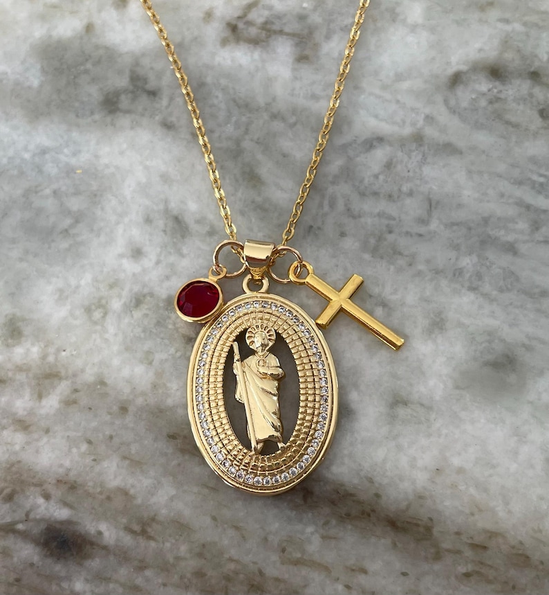 14k Gold Filled Saint Jude Necklace, Religious Protection Jewelry ...