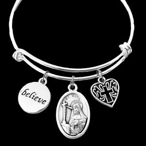 Saint Rita Medal, St Rita Jewelry Charm Bracelet Patron Saint of the Impossible and of Desperate Situations Religious Gifts for Widows