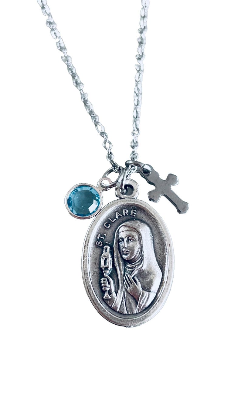 Saint Clare of Assisi Medal Necklace: Catholic Patron Saint Gift - Etsy