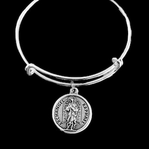 Archangel Raphael Medal Charm Bracelet Archangel Raphael Jewelry Saint Raphael Patron Saint of Healing and Travelers Prayer on Back