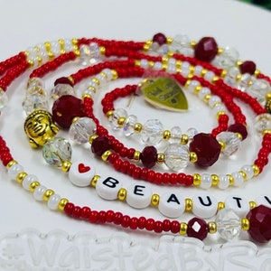 Beautiful Affirmation Luxury Waist Bead, luxury waist beads, red waist beads, affirmation waist beads