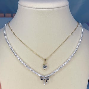 Pearl Necklace, Bow Necklace, Silver Plated Necklace, Coquette Jewelry, Bow Jewelry, Silver Necklace