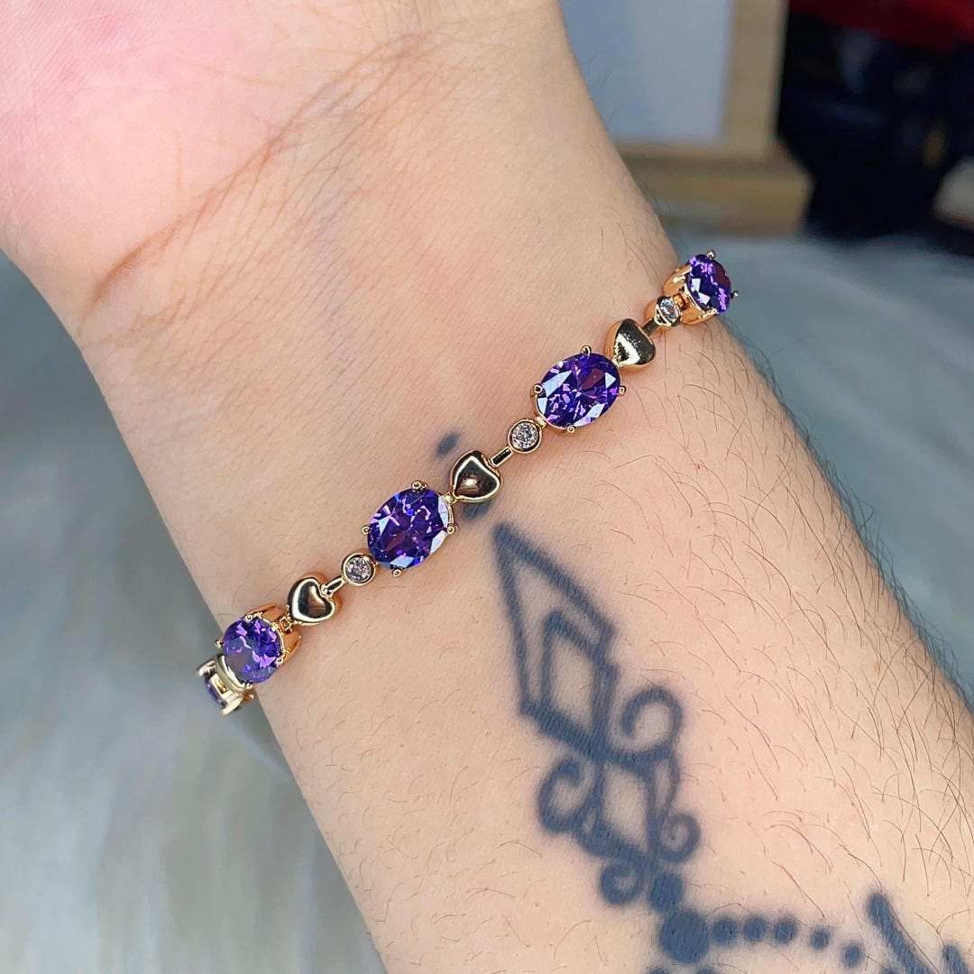 Purple Heart Gemstone Bracelet